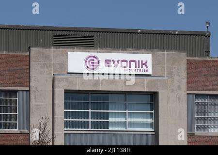 Lafayette - Circa Mars 2022: Evonik Industries usine de fabrication de laboratoires Tippecanoe. Evonik produit des produits chimiques de spécialité et de santé animale p Banque D'Images