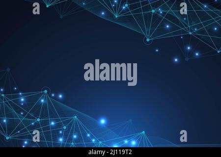 Grand Fond de visualisation de données. Résumé fond virtuel futuriste moderne. Science network pattern, la connexion de lignes et points. Réseau mondial Banque D'Images