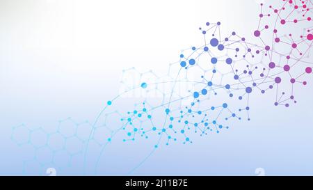 Molécule de structure et de communication. L'ADN, l'atome, les neurones. Concept scientifique pour votre conception. Lignes connectées par des points. La technologie médicale, Banque D'Images
