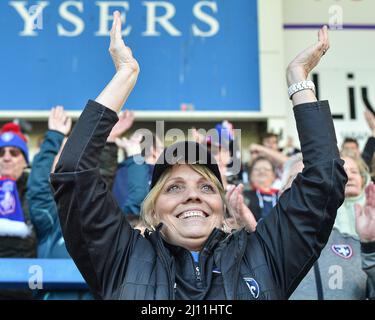 Warrington, Angleterre - 19th mars 2022 - Wakefield Trinity fans. Rugby League Betfred Super League Round 6 Warrington Wolves vs Wakefield Trinity au Halliwell Jones Stadium, Warrington, Royaume-Uni Dean Williams Banque D'Images