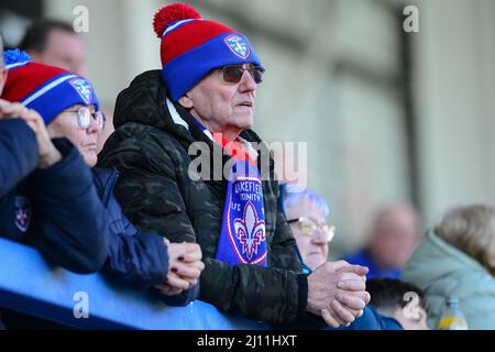 Warrington, Angleterre - 19th mars 2022 - Wakefield Trinity fan. Rugby League Betfred Super League Round 6 Warrington Wolves vs Wakefield Trinity au Halliwell Jones Stadium, Warrington, Royaume-Uni Dean Williams Banque D'Images