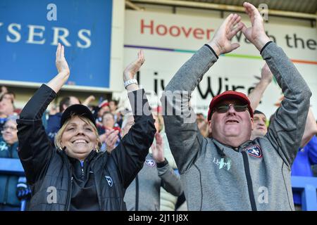 Warrington, Angleterre - 19th mars 2022 - Wakefield Trinity fans. Rugby League Betfred Super League Round 6 Warrington Wolves vs Wakefield Trinity au Halliwell Jones Stadium, Warrington, Royaume-Uni Dean Williams Banque D'Images