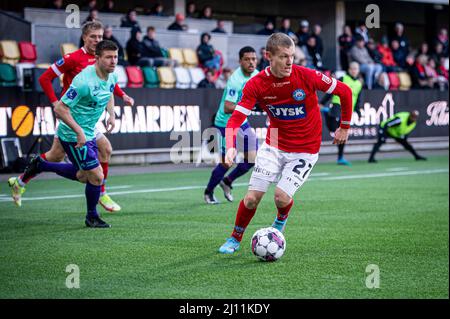 Silkeborg, Danemark. 20th, mars 2022. Sebastian Jorgensen (27) de Silkeborg S'IL est vu pendant le match Superliga de 3F entre Silkeborg IF et FC Midtjylland au parc JYSK à Silkeborg. (Crédit photo: Gonzales photo - Morten Kjaer). Banque D'Images