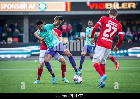 Silkeborg, Danemark. 20th, mars 2022. Marrony (38) du FC Midtjylland vu pendant le match Superliga de 3F entre Silkeborg IF et le FC Midtjylland au parc JYSK à Silkeborg. (Crédit photo: Gonzales photo - Morten Kjaer). Banque D'Images