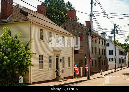 Destination de voyage, bâtiment d'époque, construit à l'origine en 1800s à Portsmouth, New England. Banque D'Images