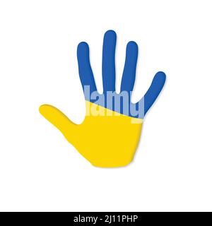 Main humaine peinte drapeau de l'Ukraine Illustration de Vecteur