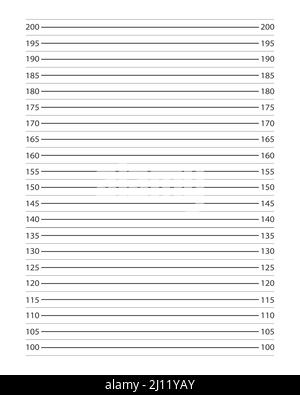 Arrière-plan de la police. Tableau de hauteur avec marquage en centimètres pour la photo de l'identification de la personne arrêtée ou suspecte isolée sur fond blanc. Illustration vectorielle. Illustration de Vecteur