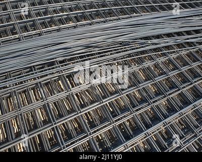 Renfort en fer. Barres d'armature en acier pour chantier en béton armé Banque D'Images