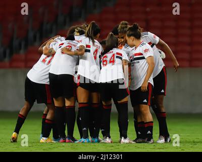 Porto Alegre, Brésil. 21st mars 2022. RS - Porto Alegre - 03/21/2022 - FEMMES BRÉSILIENNES 2022 - INTERNACIONAL X SAO PAULO - Sao Paulo joueurs avant le match contre Internacional au stade Beira-Rio pour le championnat brésilien de femmes 2022. Photo: Maxi Franzoi/AGIF/Sipa USA crédit: SIPA USA/Alay Live News Banque D'Images