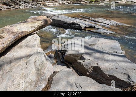 Sope Creek, un affluent de la rivière Chattahoochee, le long des ruines du moulin de Sope Creek à Marietta, comté de Cobb, Géorgie. (ÉTATS-UNIS) Banque D'Images