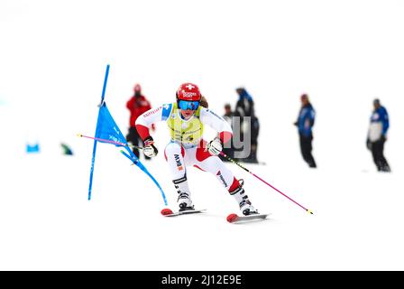 Soldeu, Andorre, Andorre. 19th mars 2022. Melanie Niederdorfer, skieur alpin suisse, en compétition pour la finale de la coupe d'Europe WomenÃs Giant Slalom FIS. (Credit image: © Brisa Palomar/Pacific Press via ZUMA Press Wire) Banque D'Images