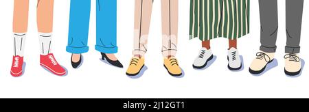Ensemble de chaussures pour femmes avec pieds. Illustration de Vecteur