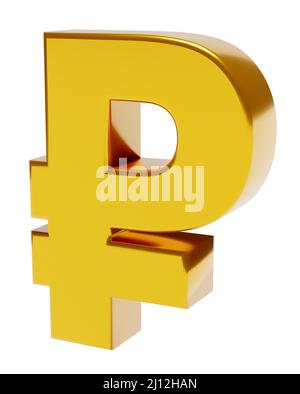Rouble russe (rouble de Russie) isolé sur blanc. 3d rendu Banque D'Images
