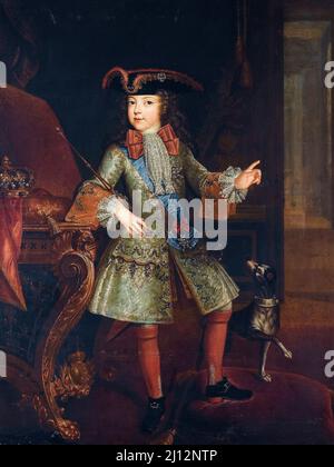 Portrait de Louis XV de France comme enfant, huile sur toile portrait peint par Augustin Oudart Justina, vers 1717 Banque D'Images