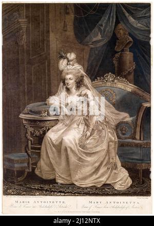 Marie-Antoinette (1755-1793), Reine de France, portrait imprimé par Simon Malgo, d'après Anton Hickel, 1794 Banque D'Images