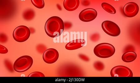 Flux des globules rouges, vue macro arrière-plan des érythrocytes. Une circulation sanguine réaliste en gros plan. Hématologie médecine 3D concept vectoriel Illustration de Vecteur