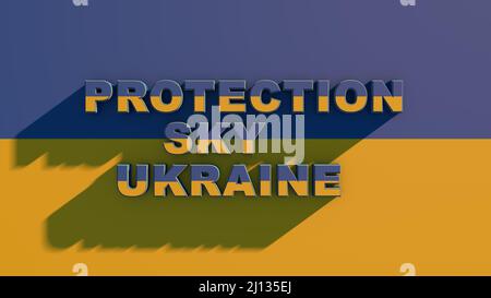L'inscription protection SKY Ukraine, dans les couleurs du drapeau national. Pas de rendu de guerre 3D Banque D'Images