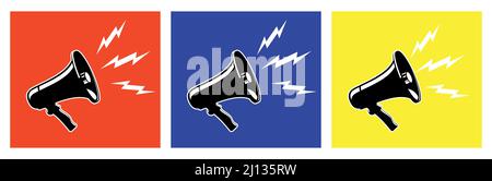 Cheer Megaphone Haut-parleur Bullhorn Vector Icon Template. Art. Pop art Illustration de Vecteur