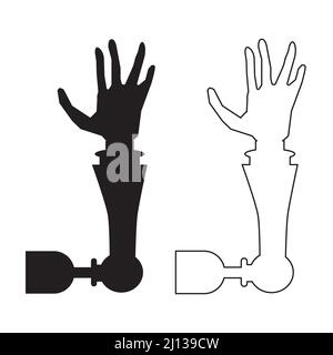 icône prothétique de bras sur fond blanc. handicap et artificiel, prothétique de bras. style plat. Banque D'Images