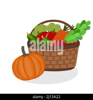 illustration vectorielle isolée de légumes dans un panier en osier Illustration de Vecteur