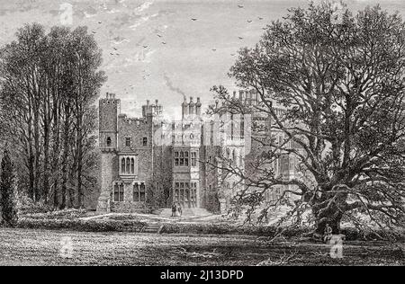 Hawarden Castle, Hawarden, Flintshire, pays de Galles. C'était la propriété de l'ancien premier ministre britannique William Gladstone. De Welsh Pictures, publié en 1880. Banque D'Images