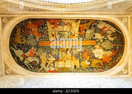 Deckengemälde im Königssaal Sala de los Reyes, Welterbe Alhambra à Grenade, Andalusien, Espagnol | Sala de los Reyes peinture de plafond, heritag du monde Banque D'Images