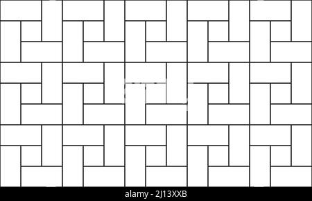 Pavé blanc et noir simple et sans couture avec blocs carrés. Vue de dessus de la texture de chemin de vecteur. Trottoir extérieur en dalle de béton. Pavé f Illustration de Vecteur
