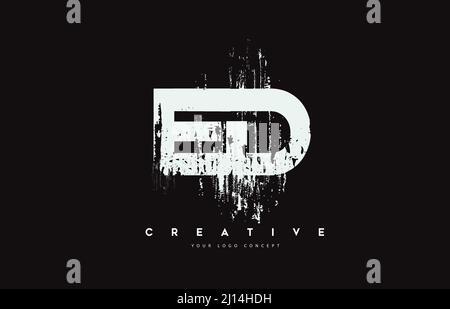 Ed E D Grunge Brush lettre logo Design en blanc. Illustration du vecteur de lettres au pinceau créatif. Illustration de Vecteur