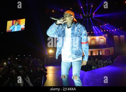 Chris Brown, chanteur américain, se produit à l'AccorHotels Arena de Paris Banque D'Images