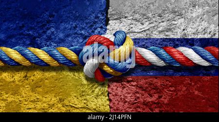 Crise de paix entre la Russie et l'Ukraine en tant que conflit géopolitique conflit entre la nation ukranienne et la nation russe en tant que concept de sécurité européen. Banque D'Images