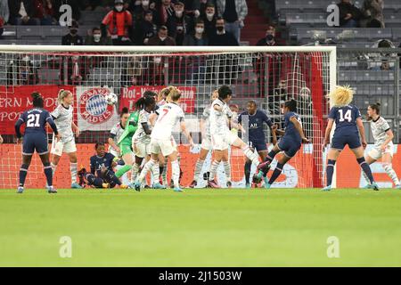 Firo: Fuvuball: Football: 03/22/2022 Ligue des champions des femmes, saison 2021/2022 quart de finale première étape, FC Bayern Mvºnchen - Paris Saint-Germain, Marie-Antoinette Katoto, Paris Saint-Germain, PSG, Paris, chiffre entier, objectif à 0: 1 Banque D'Images