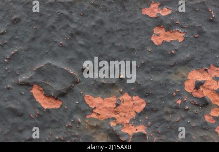 la peinture orange et brune qui s'écaille sur les barres métalliques en fer produit une texture urbaine et gracieuse pour le fond Banque D'Images