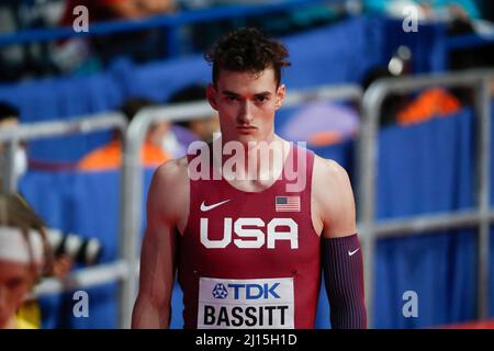 Belgrade, Serbie, 19th mars 2022. Trevor Bassitt des Etats-Unis pendant les Championnats du monde d'athlétisme en salle Belgrade 2022 - Conférence de presse à Belgrade, Serbie. 19 mars 2022. Crédit : Nikola Krstic/Alay Banque D'Images