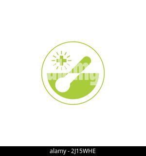 mortier à base de plantes et vecteur de symbole médical Illustration de Vecteur