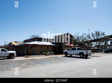 Round Rock, Texas, États-Unis. 22nd mars 2022. Le Chili a été endommagé par une tornade le 21 2022 mars qui a touché vers le bas à Round Rock, Texas. Matthew Lynch via CSM/Alamy Live News Banque D'Images