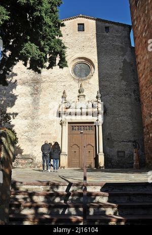 Église de Sant Pere de Vilamajor dans la région de Valles province orientale de Barcelone, Catalogne, Espagne Banque D'Images