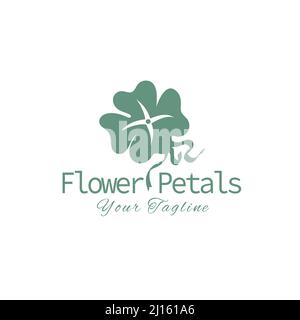 Logo vectoriel à motif fleuri dessiné à la main. Magnifiques éléments de fleurs