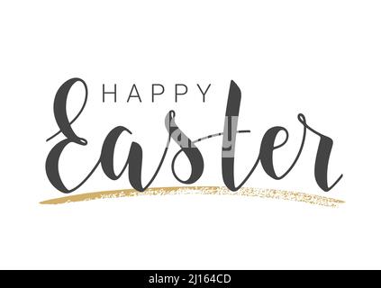Illustration de vecteur. Lettrage manuscrit de Joyeuses Pâques. Modèle pour bannière, carte, étiquette, carte postale, affiche, Autocollant, imprimé ou produit Web. Illustration de Vecteur