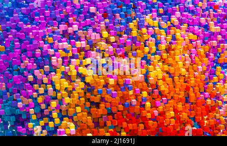 arrière-plan abstrait géométrique avec des milliers de cubes multicolores. 3d rendu Banque D'Images