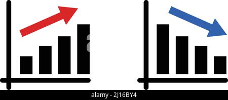 Ensemble d'icônes pour un graphique à barres montant et descendant. Vecteur modifiable. Illustration de Vecteur