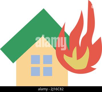 Incendie de la maison. La maison brûle. Vecteur modifiable. Illustration de Vecteur