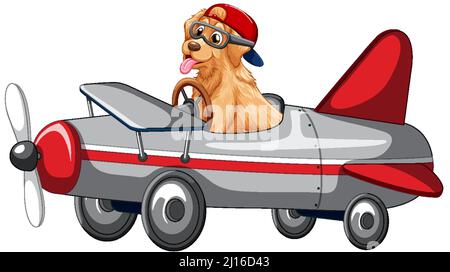 Un avion de conduite de chien sur fond blanc Illustration de Vecteur