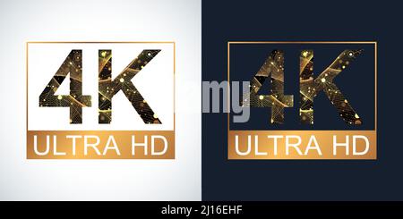 Ensemble d'icônes de badge Golden 4K. 4K icône de vecteur de badge Ultra HD. 4K symbole TV Illustration de Vecteur
