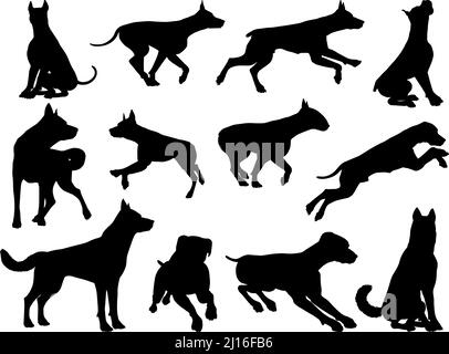 Chien Animal Silhouettes Set Illustration de Vecteur