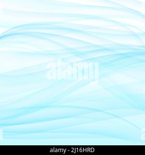 Lignes courbes bleu clair. Bandes transparentes. Arrière-plan abstrait délicat. Dégradé de couleur douce. Motif vagues. Concept artistique de l'eau, de la mer, de l'océan Banque D'Images
