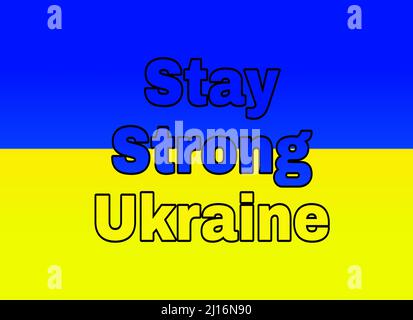 The Stay strong Ukraine Text with Ukraine Flag Color Background Banque D'Images