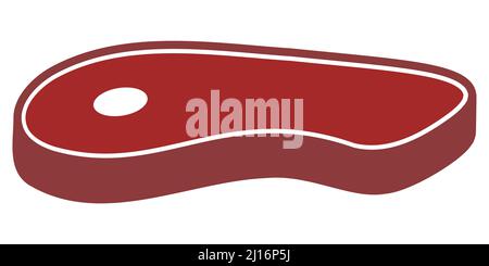 Steak grillé au barbecue, viande crue pour la friture, icône de kebab au jambon Illustration de Vecteur