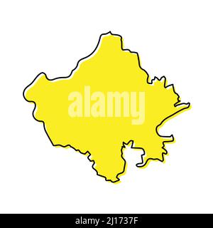 Carte simple de contour du Rajasthan est un état de l'Inde. Lignes stylisées minimalistes Illustration de Vecteur