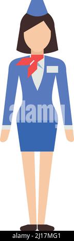 Personnage de l'agent de bord. Femme en uniforme bleu debout Illustration de Vecteur