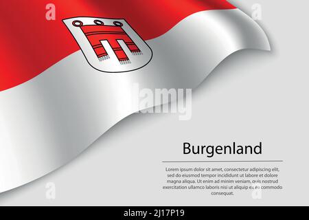 Le drapeau à vagues du Burgenland est un état d'Autriche. Modèle vectoriel de bannière ou de ruban Illustration de Vecteur